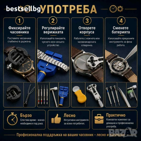 Професионален комплект часовникарски инструмент лупа отвертки пинсета, снимка 2 - Отвертки - 29262850