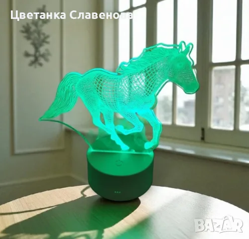 3D декоративна LED лампа Бягащ кон, 18 см, нощна лампа, Захранване с USB или батерии, снимка 6 - Друга електроника - 55325268