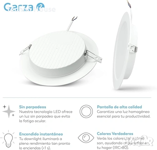 Garza - Кръгла вградена LED луна с екстра плосък отвор, 22 см, 18 W, 6500 K студена светлина, 1950 l, снимка 3 - Лед осветление - 54245207