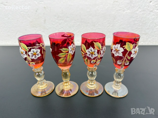 Стари винтидж чаши за аператив / ликьор. №8130, снимка 2 - Антикварни и старинни предмети - 54298312