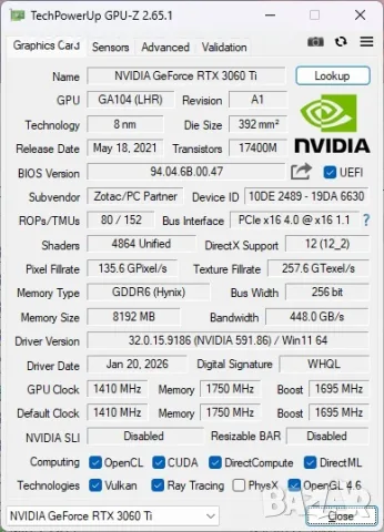 Видео карта ZOTAC RTX 3060 Ti Twin Edge OC 8 GB GDDR6, снимка 3 - Видеокарти - 55509850