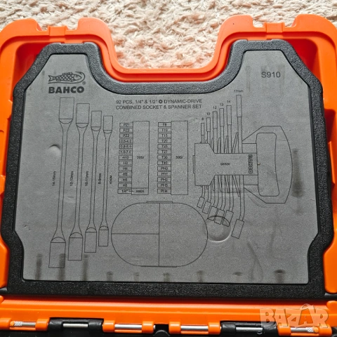 BAHCO, S910, 1/4" и 1/2", 92 части, НОВО, снимка 4 - Гедорета - 54517507