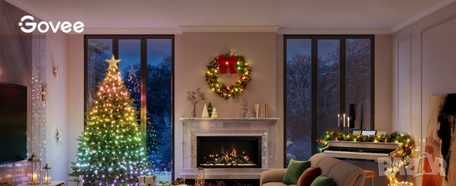 Kоледни смарт лампички Govee Christmas Sparkle String Lights 99ft - 30 метра RGBWIC 375 LED, снимка 14 - Други - 54684243