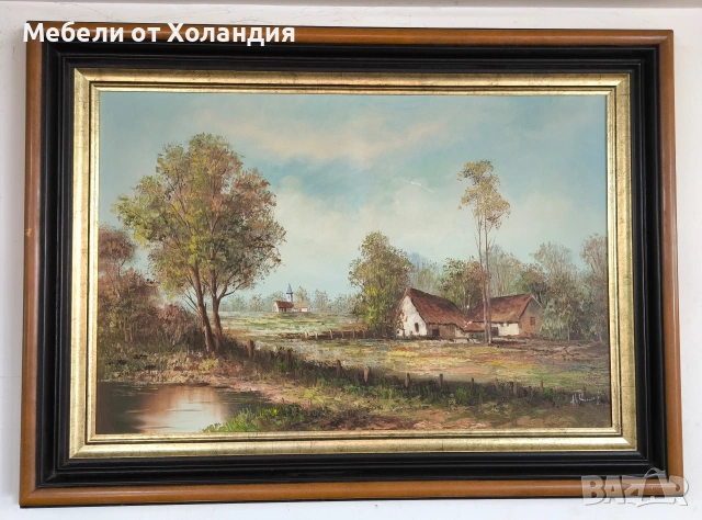 Голям белгийски маслен пейзаж, снимка 2 - Картини - 54466799