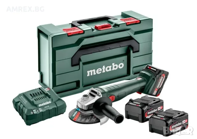 Акумулаторен ъглошлайф Metabo 18V – Ø125 мм, 3x4Ah
