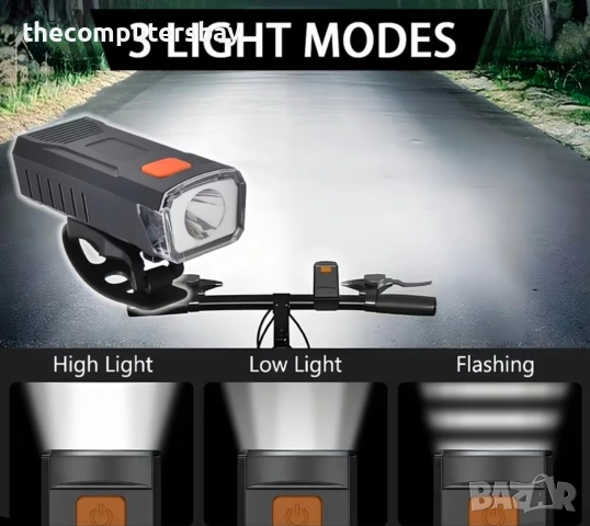 LED светлини за велосипед колело тротинетка, водоустойчив фар, снимка 4 - Велосипеди - 54668491