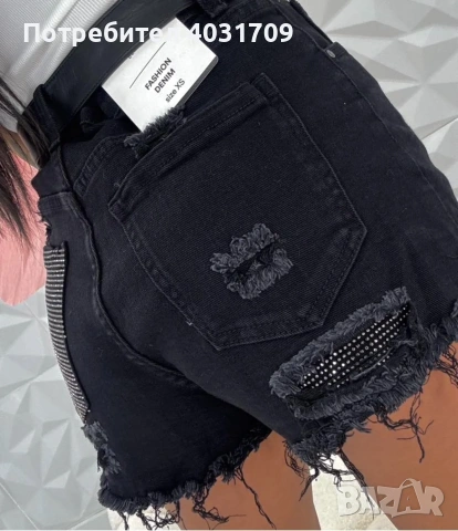 Дамски къси панталони с камъчета , снимка 3 - Къси панталони и бермуди - 54215896