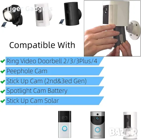 Комплект 2 батерии 6040mAh 3.65V за Ring Video Doorbell и Stick Up Cam V4, снимка 5 - Батерии, зарядни - 55594893