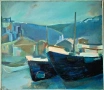 Картина "Пристан", худ. Иван Нанков, 1983 г., снимка 1