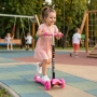 Детска сгъваема тротинетка 21st Scooter със светещи силиконови колела, розова, снимка 2