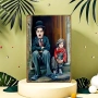 Метална табела с Чарли Чаплин от класическия филм „Хлапето“, снимка 3