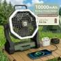 Къмпинг вентилатор с батерия 10000mAh и светлина, 4 скорости, зелен, снимка 3