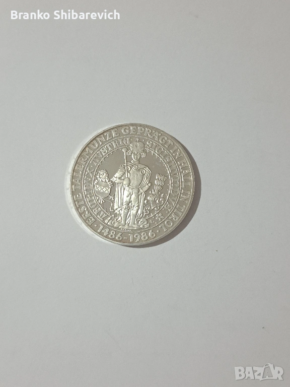 Сребърна монета 500 шилинга 1986г. proof/UNC, снимка 1