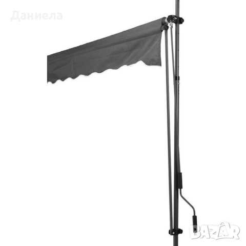 Сенник за балкон и тераса 250x120 см с манивела, регулируема височина 200–300 см, UV защита, сив, снимка 8 - Декорация за дома - 54779965