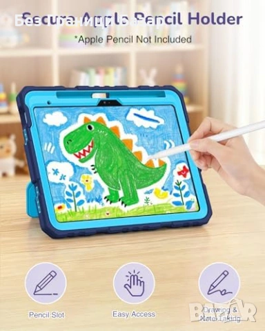 Нов детски Калъф за iPad 11/10.9 с протектор, дръжка, стойка и раменна лента Кейс таблет, снимка 8 - Друга електроника - 55225263