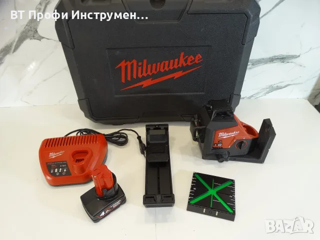 Резервиран Milwaukee M12 3PL - 3D зелен лазерен нивелир