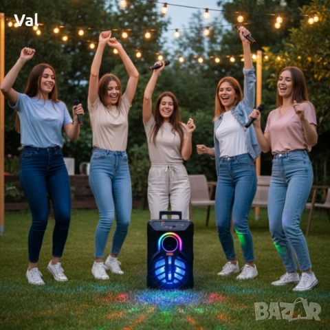 WSJAR E-8809 – Портативна караоке тонколона с микрофон и LED ефекти, снимка 4 - Тонколони - 54826312
