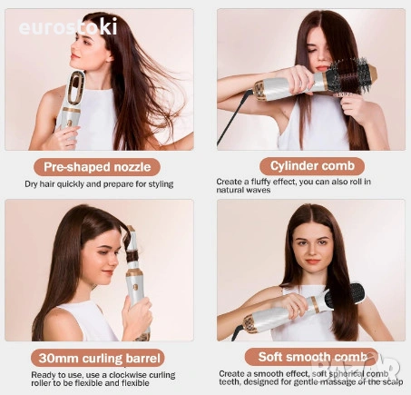 Комплект за стилизиране на коса UKLISS 6 в 1, стилизатор за коса, сешоар, четка с горещ въздух, снимка 5 - Маши за коса - 54487444