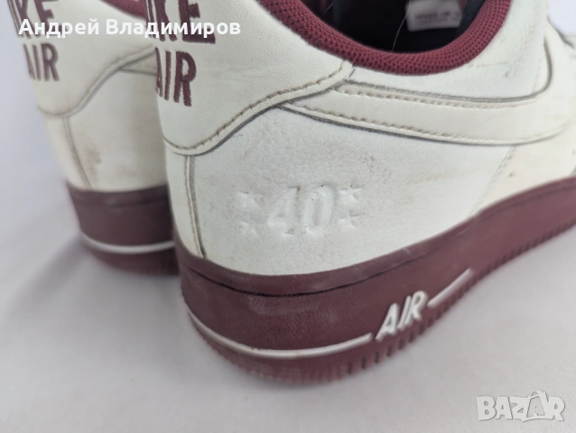 Маратонки Nike Air Force 1 Low 82 Cream Burgundy, снимка 6 - Маратонки - 54369615