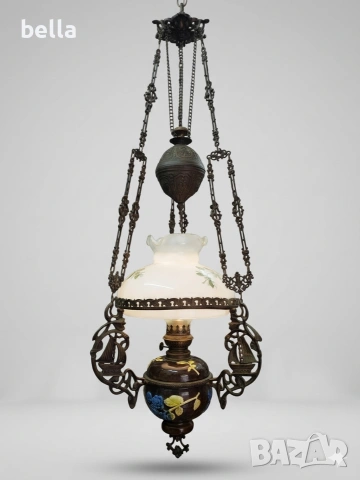 Антикварен висящ полилей (тип Газена лампа), снимка 2 - Антикварни и старинни предмети - 54280500
