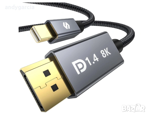  Silkland 8K Mini DisplayPort to DisplayPort 1.4 Cable 8K@60Hz 4K@144Hz 2K@240Hz HDR DSC 1.2 G-Sync , снимка 2 - Кабели и адаптери - 54538427