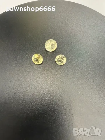 Комплект 3 естествени цитрина – общо 2,15 ct – кръгъл брилянтен