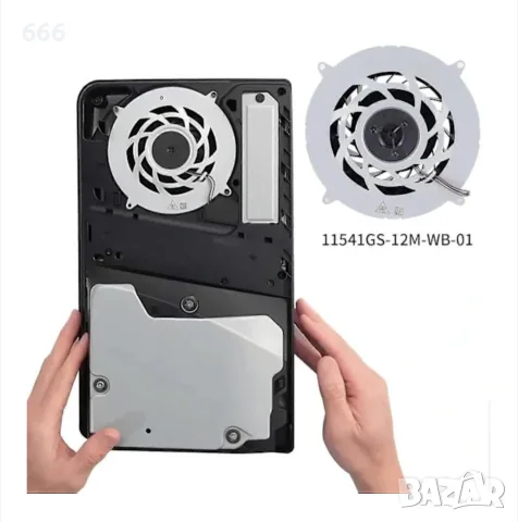 Вътрешен охлаждащ вентилатор за конзола PS5 Slim, 19 перки, 12V, 1.69A, снимка 2 - Аксесоари - 55431377