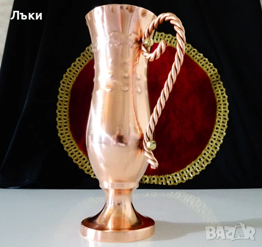 Меден бокал,медна чаша на столче,чиста червена мед. , снимка 4 - Антикварни и старинни предмети - 55222078