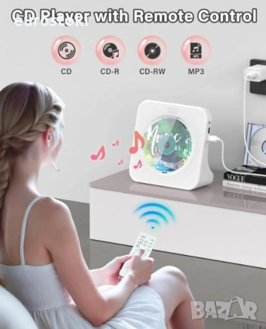 CD плейър Greadio KC-806, Bluetooth 5.0, мултифункционален CD плейър с високоговорители, FM радио, снимка 2 - MP3 и MP4 плеъри - 54977779
