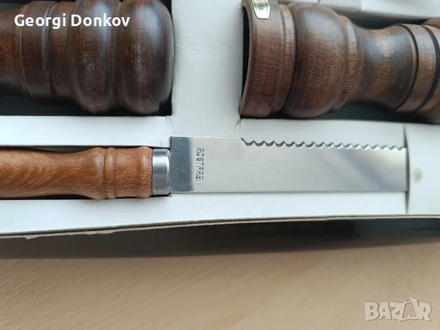 Ретро барбекю комплект за транжиране – Нож, вилица, мелничка и солница (Дърво) , снимка 4 - Други - 55420160