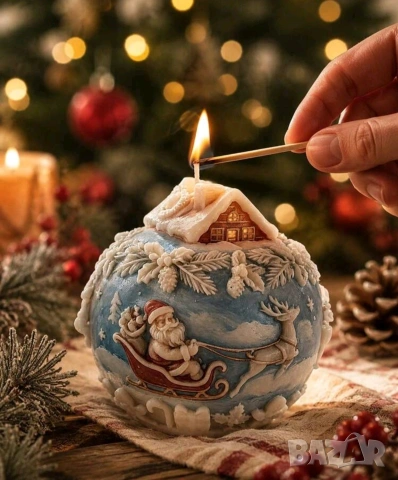 Молд коледна топка с дядо Коледа два вида , снимка 11 - Форми - 55206562