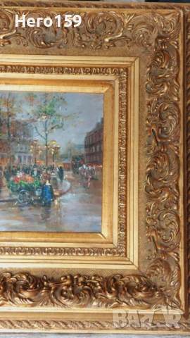 Стара авторска картина,масло Франция 19век, снимка 7 - Антикварни и старинни предмети - 54516219