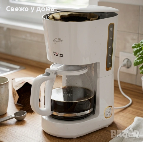 Кафемашина Oliver Voltz Daisy, 700W, 1.25 л, Светлинен индикатор -НОВА с гаранция 2 години!