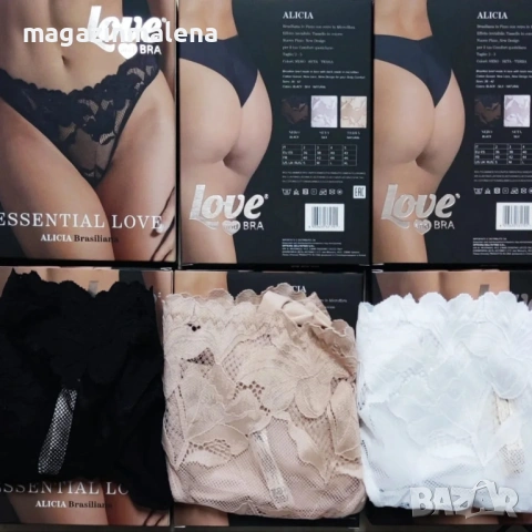 Love and bra S,M,L,XL италианска черна,телесна,перленобяла дантелена бразилиана дантелени полупрашки, снимка 3 - Бельо - 6295639