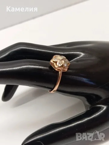 Руско злато. Пръстен с брилианти. , снимка 9 - Пръстени - 55333132