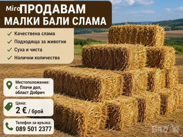 Малки бали слама , снимка 2 - За селскостопански - 55376715