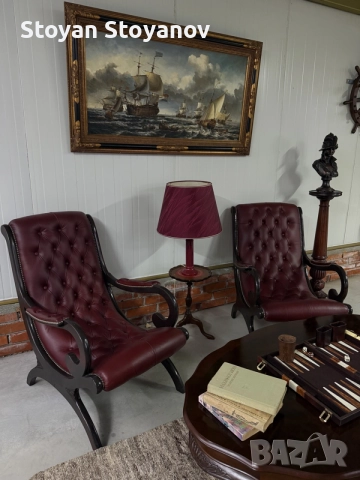 Chesterfield/Честърфийлд Handmade – Класически кресла (2 броя), снимка 2 - Дивани и мека мебел - 55398074