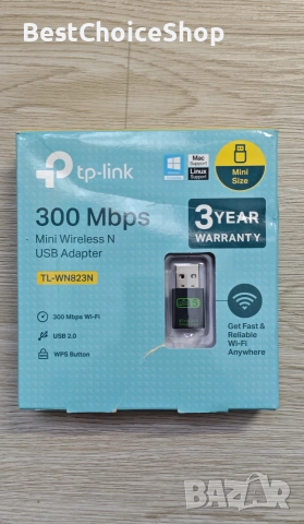 TP-Link TL-WN823N 300Mbps мини безжичен N USB адаптер нов, снимка 3 - Мрежови адаптери - 55066361