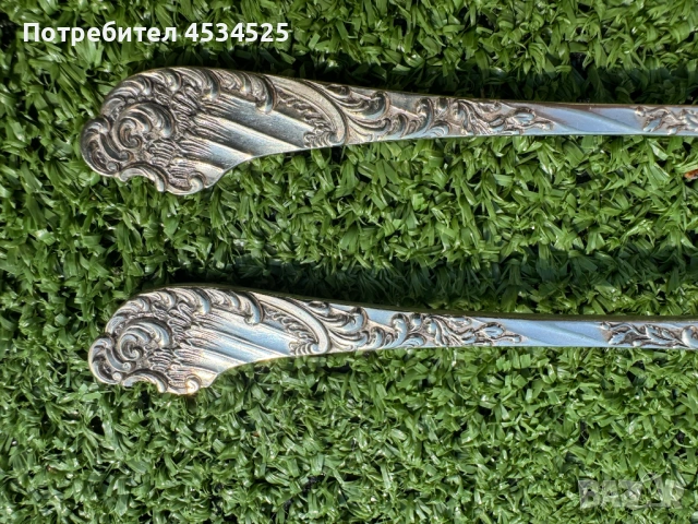 Красив викториански комплект посребрени вилица и лъжица в оригинална кутия, 15см, снимка 4 - Антикварни и старинни предмети - 54237941