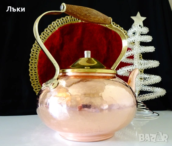 Меден чайник,медна кана,чиста червена мед,печат. , снимка 6 - Антикварни и старинни предмети - 54487465