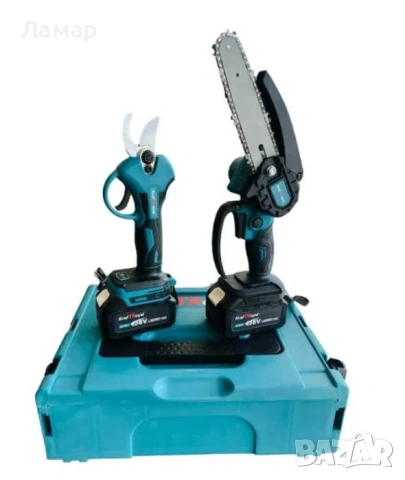 Комплект 2в1 Акумулаторна лозарска ножица и верижна резачка трион