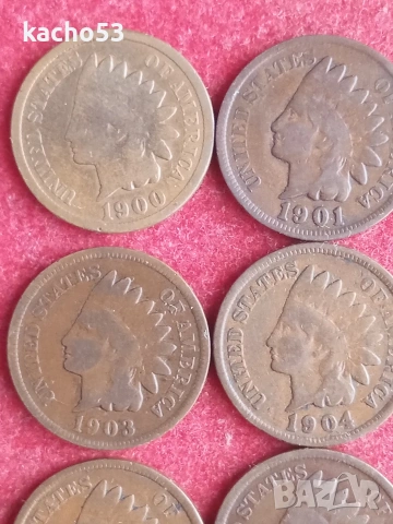 1 цент 1900,1,2,3,4,5,6,7,8 г. САЩ, снимка 2 - Нумизматика и бонистика - 54237839