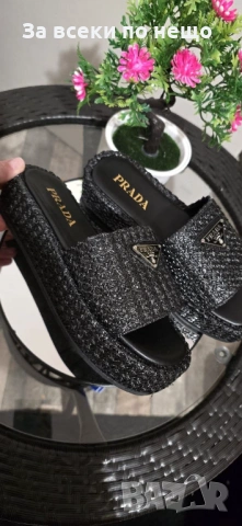 Prada Дамски Черни Високи Чехли Прада Код E1311, снимка 3 - Чехли - 54141942