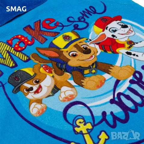 Детска памучна плажна кърпа пончо с качулка paw patrol синя_1191449, снимка 3 - Други - 55359972