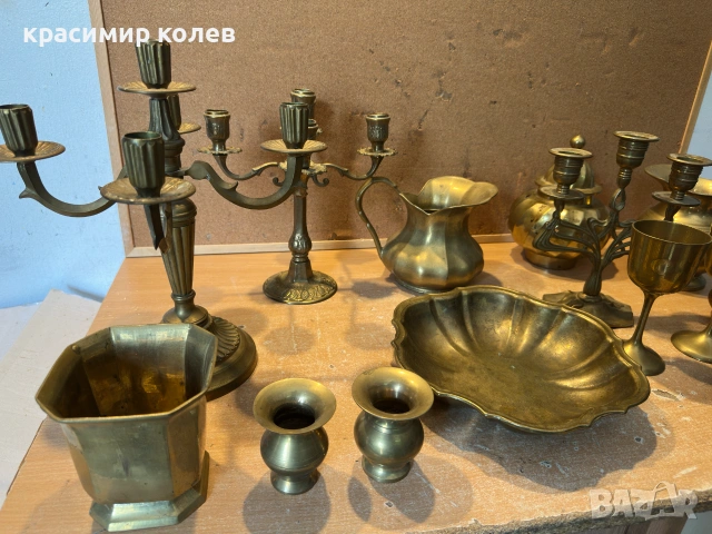 свещници, кани, купи и чаши от месинг, снимка 8 - Антикварни и старинни предмети - 55122323