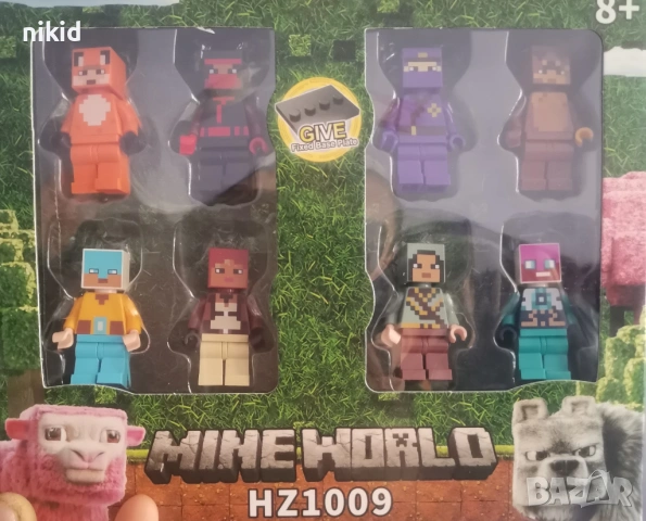8 фигурки за Лего конструктор Майнкрафт Minecraft за игра и украса на торта пластмасови