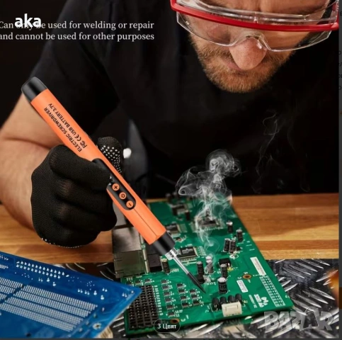 Безжичен поялник Solderig iron LED ДИСПЛЕЙ+LED ОСВЕТЛЕНИЕ+3 бр.различни сменяеми накрайника -нов-сив, снимка 3 - Поялници и запояване - 54698167