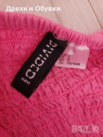 Розова къса лятна рокля памук и лен H&M , снимка 6 - Рокли - 55096505