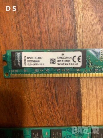 RAM памет Kingston 2GB DDR2 KVR800D2N6/2G  нисък профил - 2 броя, снимка 3 - RAM памет - 54461021