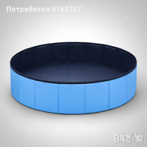 Сгъваем охлаждащ басейн за кучета 60x20 см - Здрав PVC, без надуване, за къпане, игра и разхлаждане, снимка 5 - Басейни и аксесоари - 54856237
